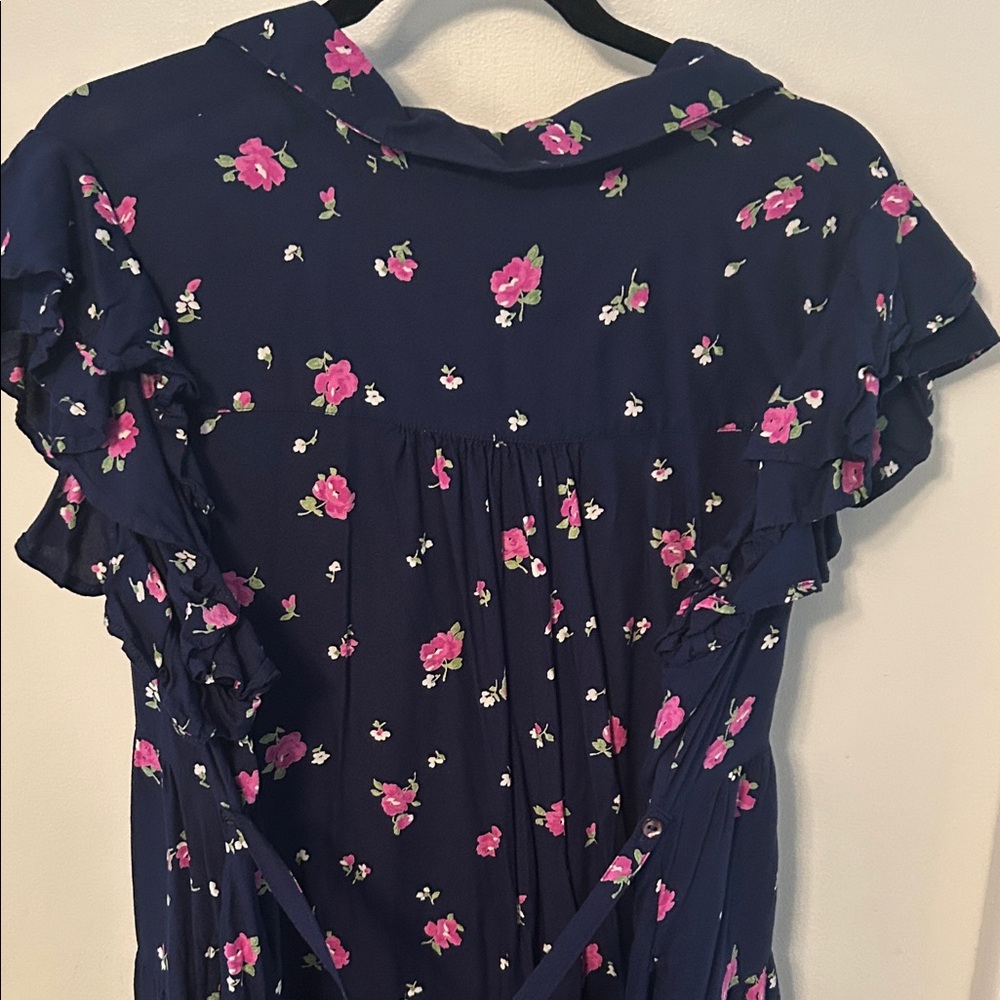April Cornell Navy Dress with Pink Floral Design - Picture 3 of 3